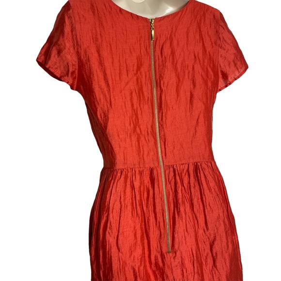 Corey Lynn Calter Mini Dress Orange Short Sleeve V Neck Zip Back Pockets Size 2 - Picture 15 of 16